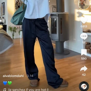 Satinbyxor - Säljer dessa populära satinbyxor från zara, använda ett fåtal gånger så de är i mycket fint skick. Bilderna är lånade från Alva Blomdahl. Nypris 699kr. 