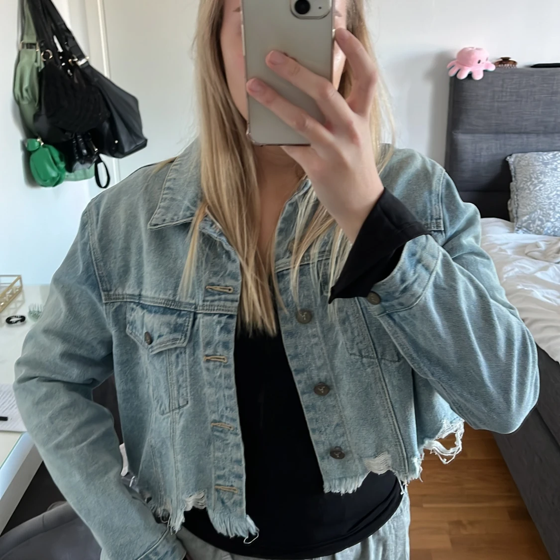 Croppad jeansjacka - 90