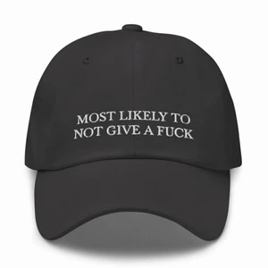 Most likely to not give a fuck cap - Modt lively to not give a fuck cap. Helt ny från @lazybear_merch på instagram. 290kr, fri frakt. Spårbart frakt. Finns i färger svart, khaki, dark grey och stone. Skicka meddelande vis frågor. 