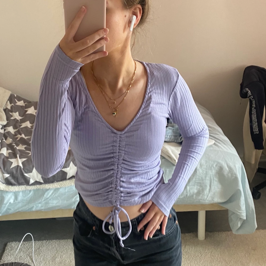 Långärmad tröja med dragsko