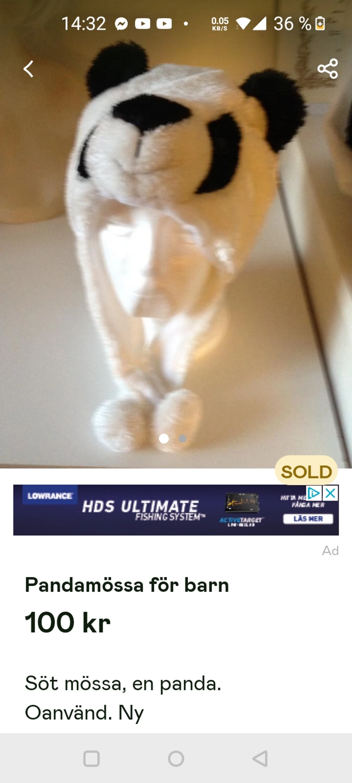 Barn mössa Panda  - 91