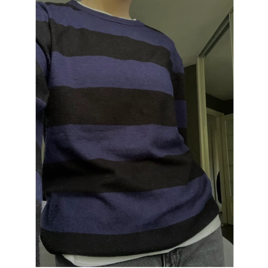 Stickad randig tjocktröja