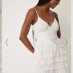 Hej! Säljer helt ny vit klänning från NA-KD! Aldrig använd , tänkte ha till studenten men är sugen på en annan. Nypris 500