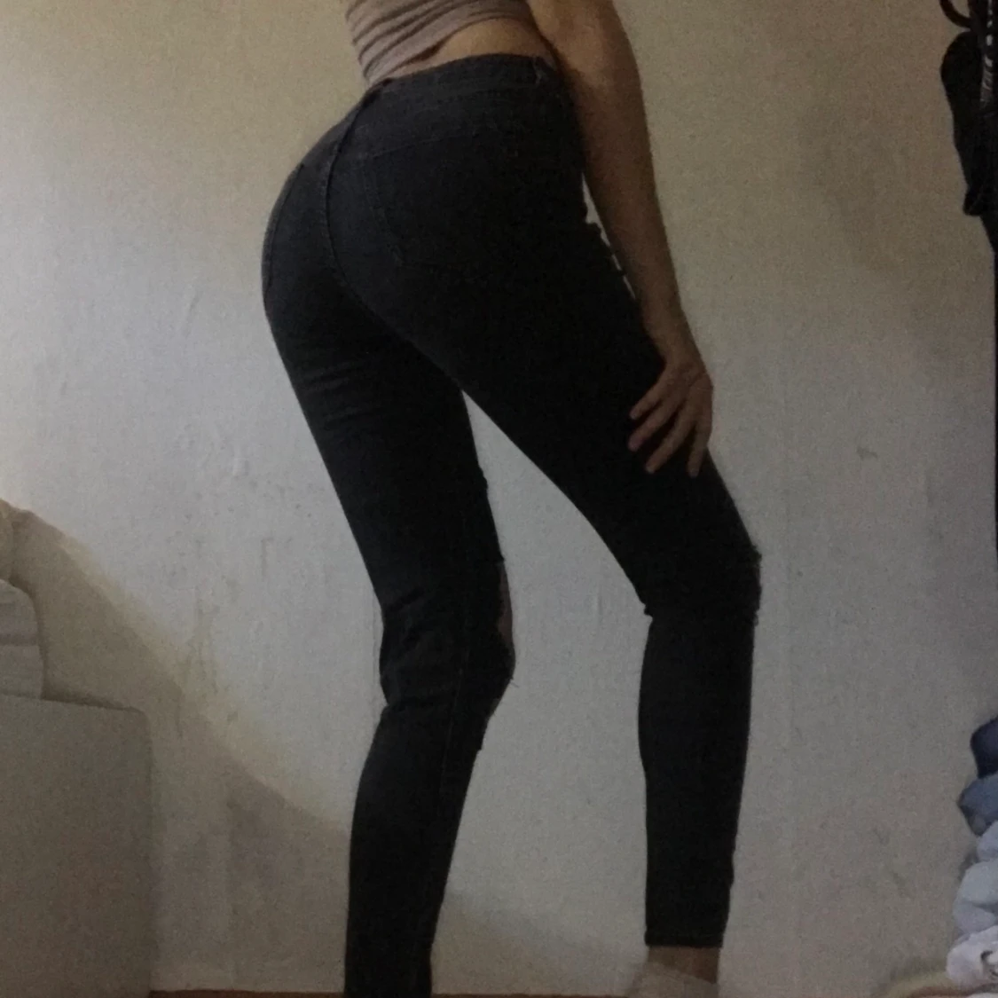 Ripped High Waisted Jeans  - 90