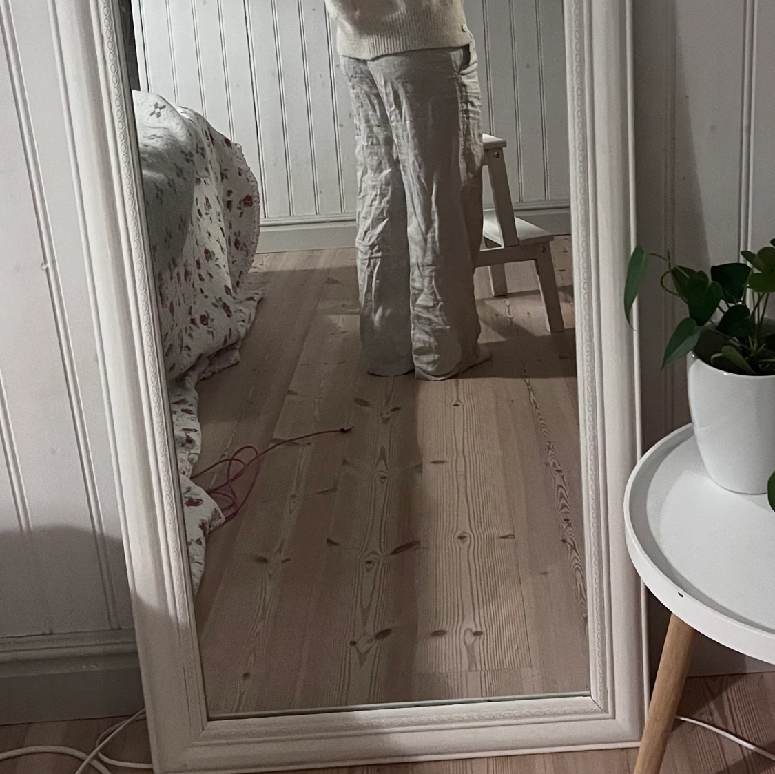 Beige linnebyxor  - 90