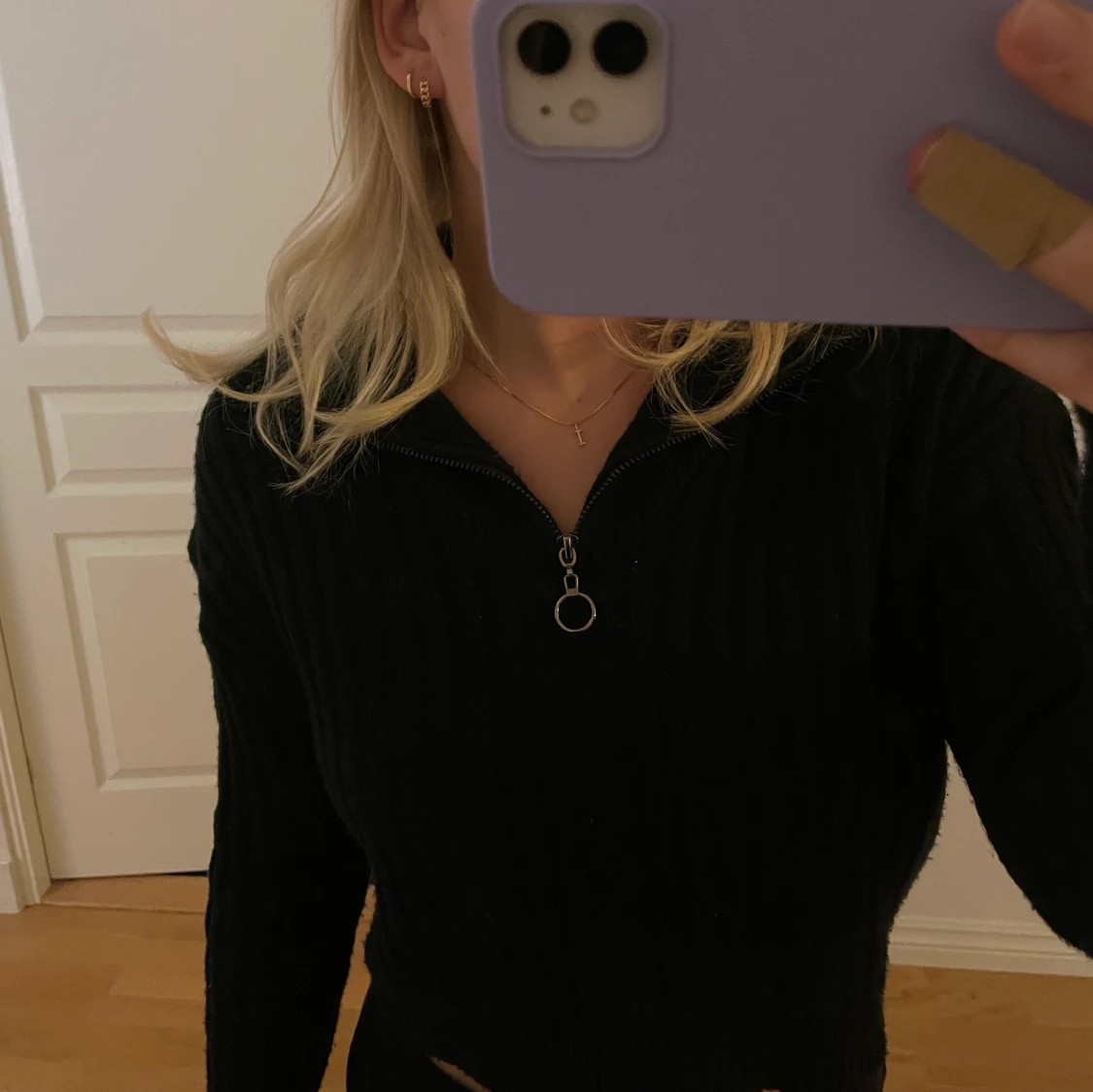 Stickad tröja med dragkedja  - 90