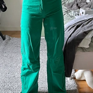 Gröna jeans - Ett par skitcoola gröna jeans från hm säljer pga att det inte används eftersom jag har bytt stil det är storlek 34 (xs) säljer för 110kr + frakt på 66kr, om du har några frågor skriv pm 💗