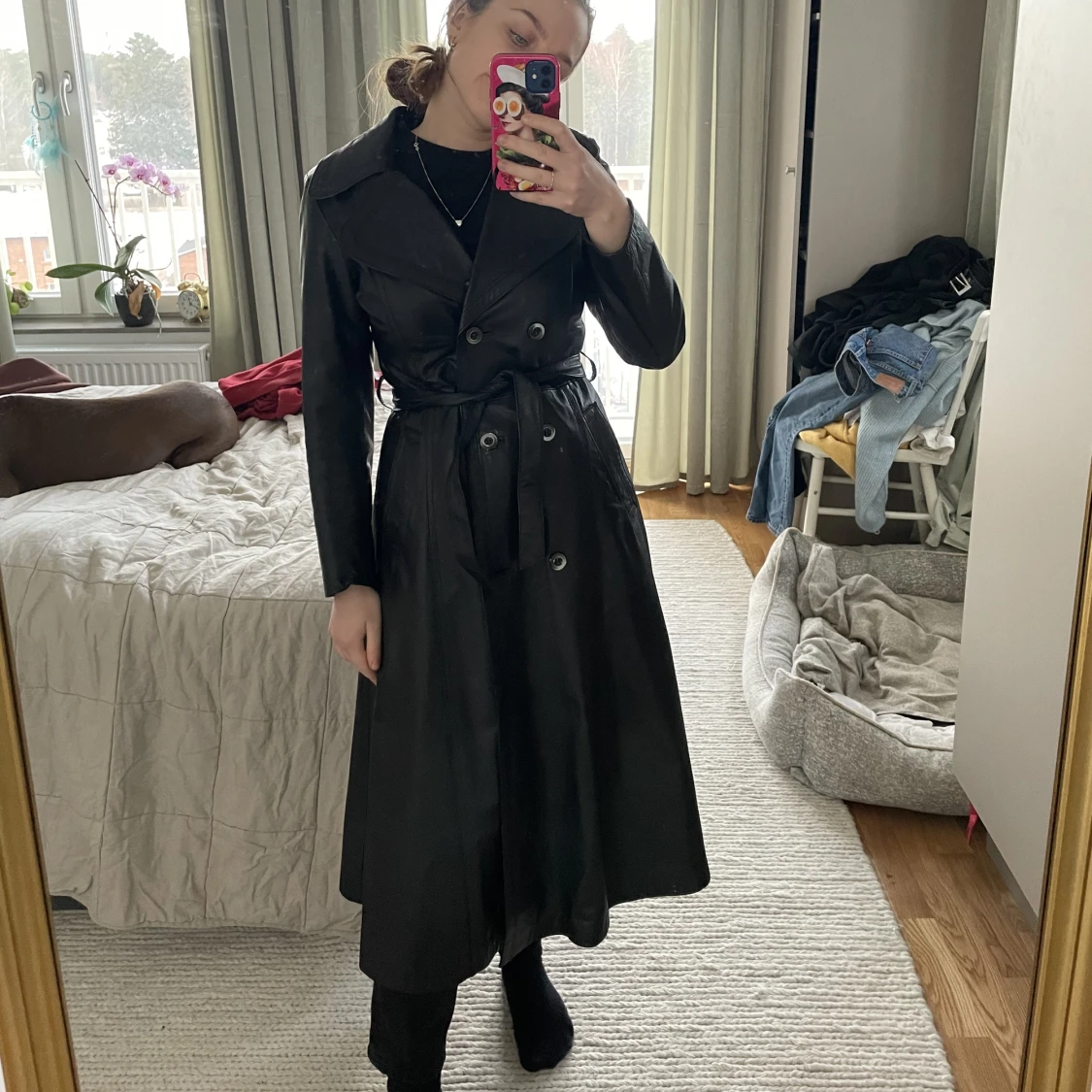Vintage läder trenchcoat  - 91
