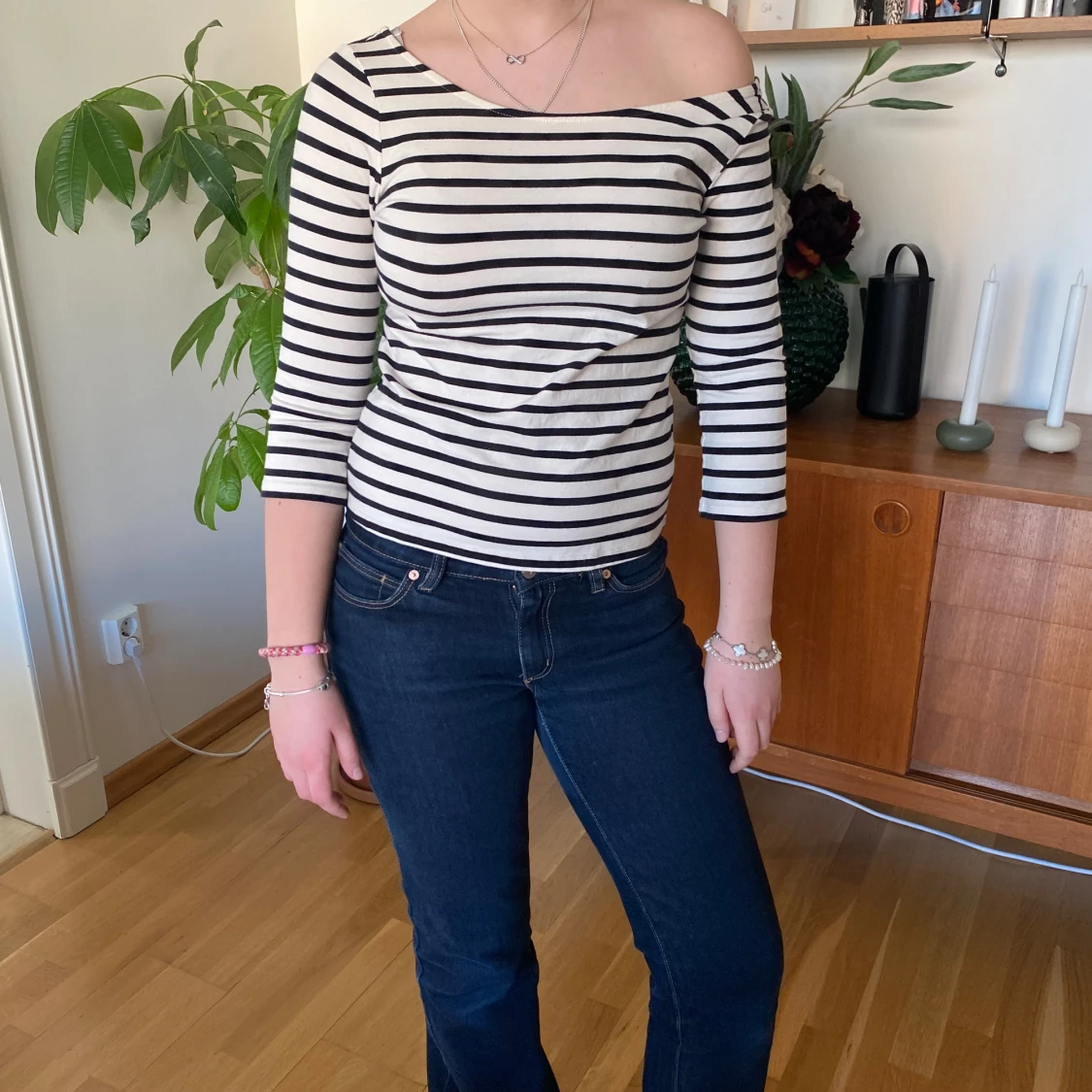 Randig trekvartsärmad tröja