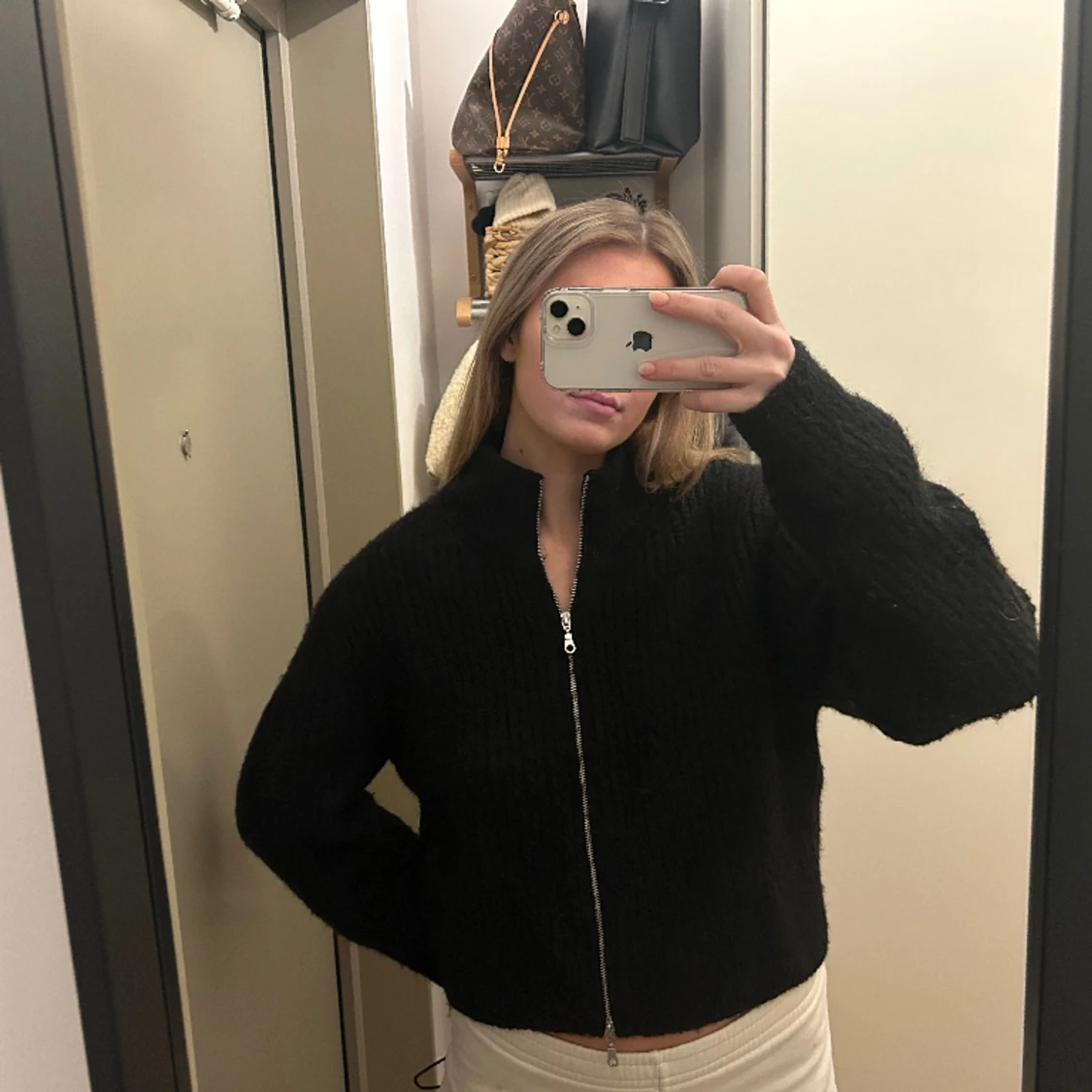 Stickad zip tröja - 90