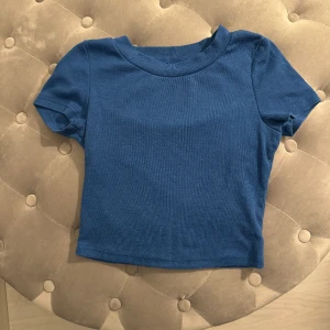 Blå croptop - Hej! Säljer min blåa crop top då den har blivit för liten, inga fläckar eller så men är använd därav priset💕