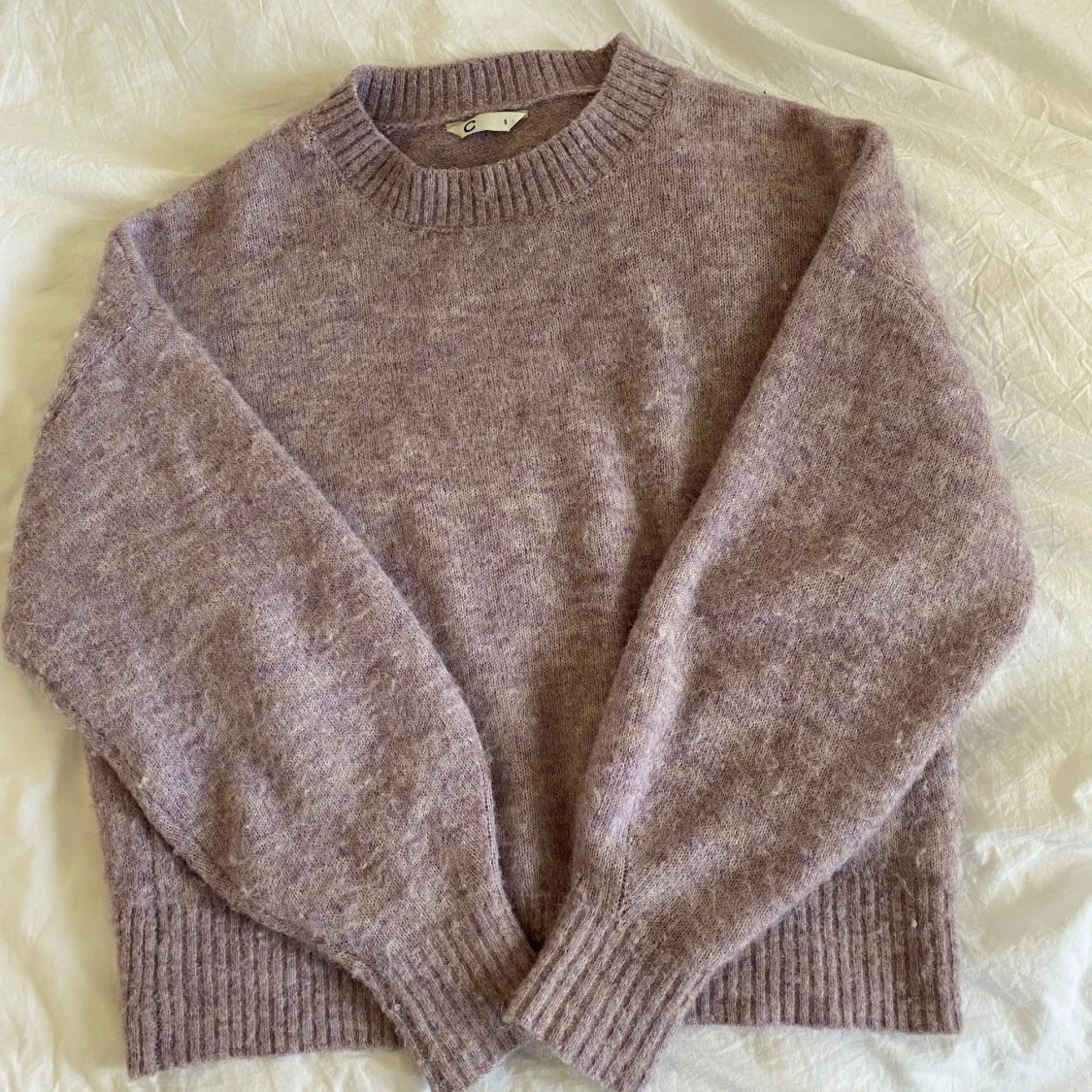 Lila stickad tröja  - 90