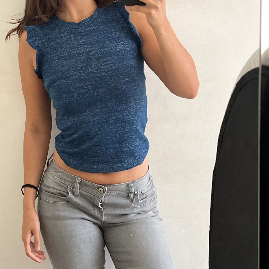 Blå glittrig topp med glitter