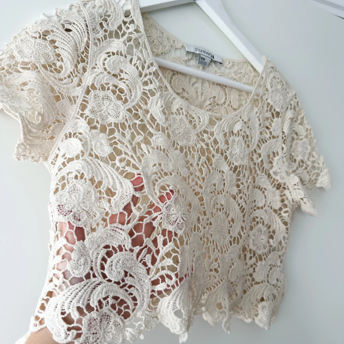 Croppad spets tröja - 90