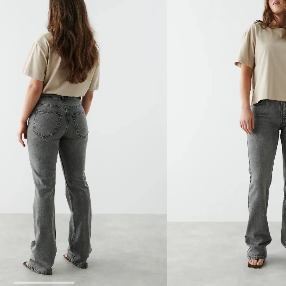 Midwaist flared jeans från Gina tricot. Knappt använda så dem är i nyskick. Skriv för fler bilder🩷 Nypris 500kr mitt pris 200kr+frakt. Jeans & Byxor.