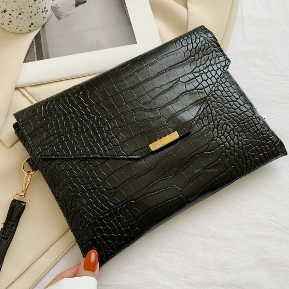 Svart clutch väska - 91