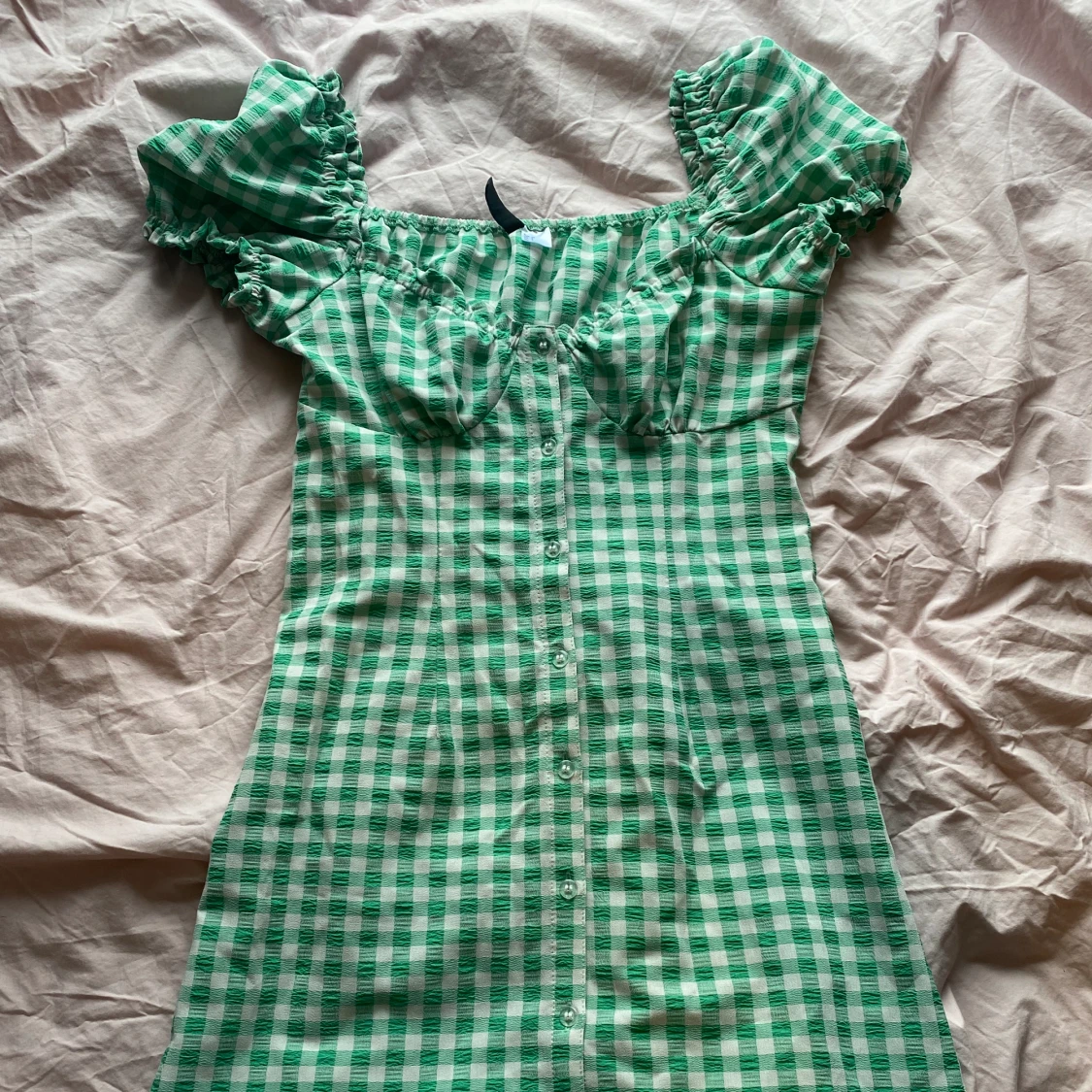 Grön rutig klänning  - 91