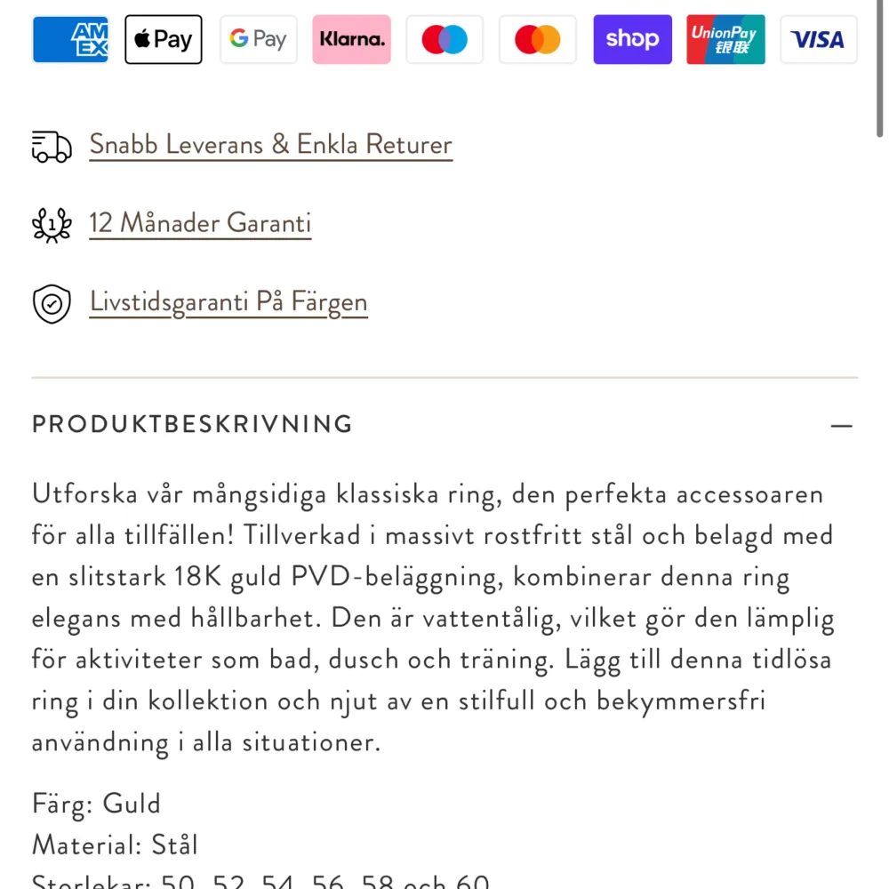 Vattentät guldplterad ring från mockberg i nyskick🤩 nypris: 499. Accessoarer.
