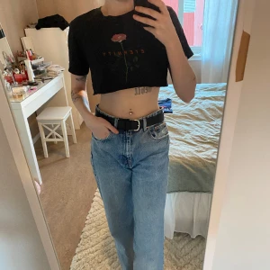 Cropped t-shirt - Kort croppad t-shirt. Skit snyggt att ha en lite längre spetstopp under! Tror den är köpt från zalando men vet ej märket.
