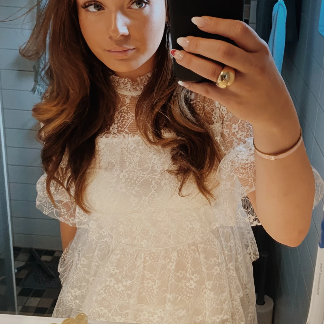 Vit spetsklänning - 90