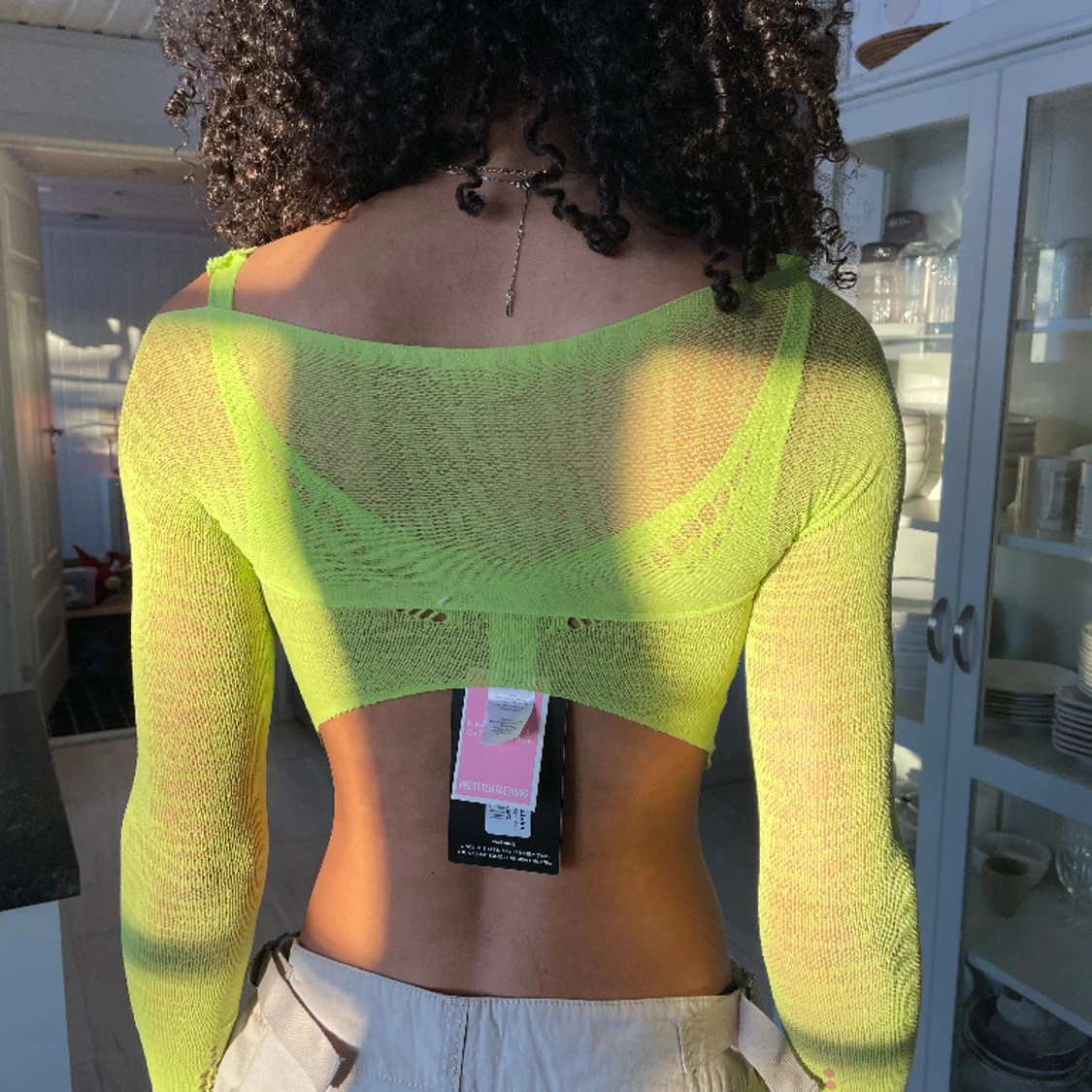 Knitted lime top with removable sleeves  - 90