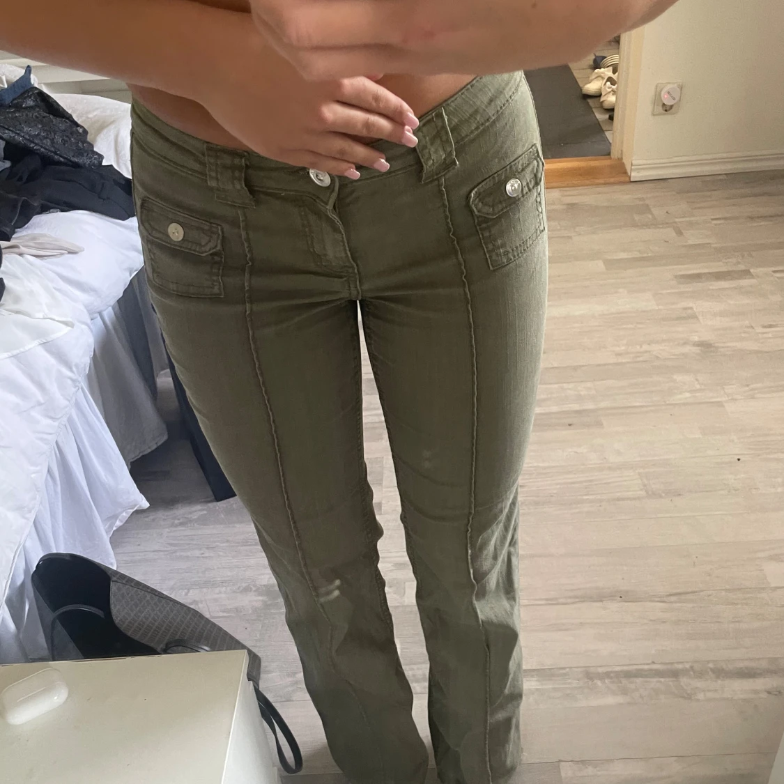 Lågmidjade gröna jeans - 90