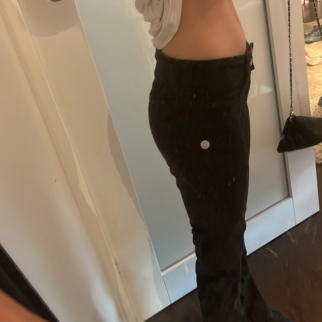 Svarta lågmidjade bootcut jeans - 92