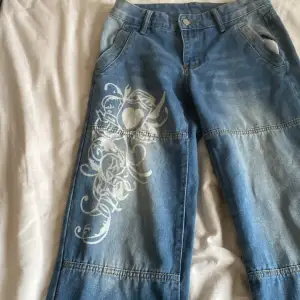 Jeans baggy mönster emo blå 