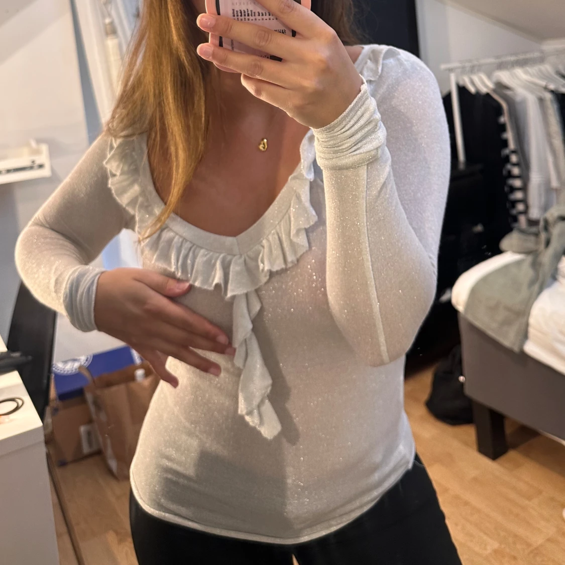 Glittrig volang topp - 90