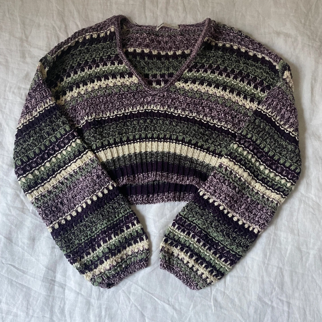 Croppad stickad tröja 