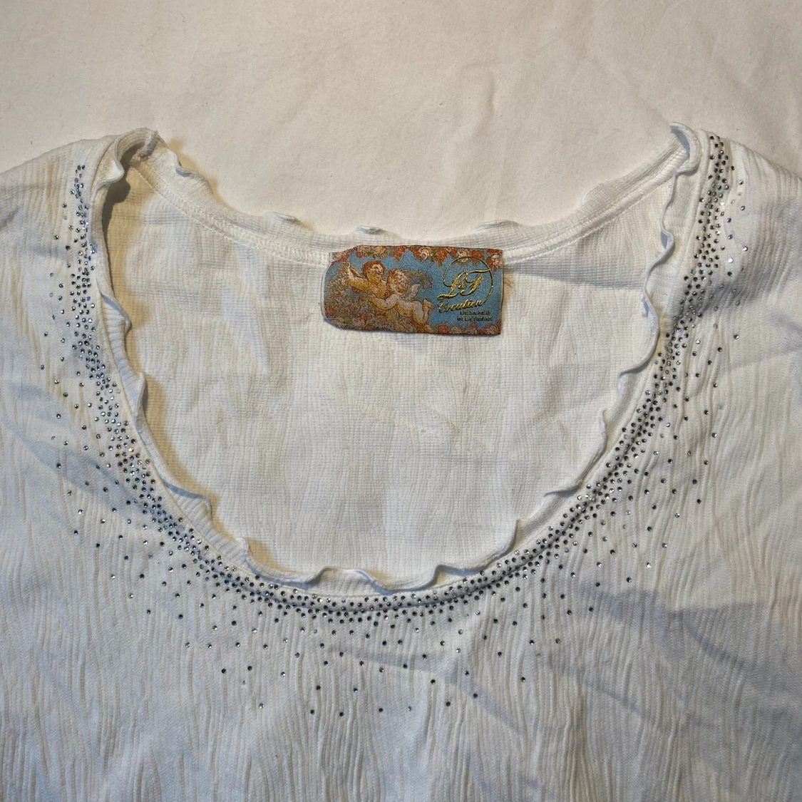 Vit långarmad tröja - 90