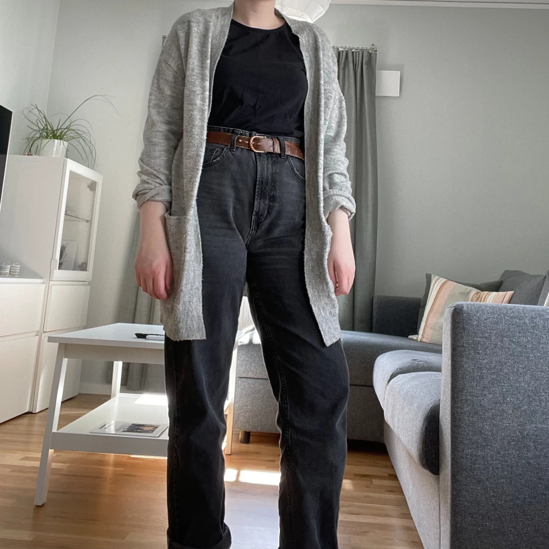 Lång grå kofta - 90