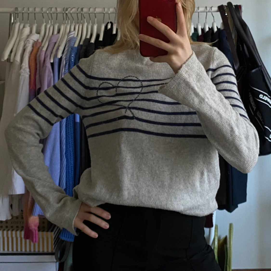 Stickad tröja med hjärta - 90