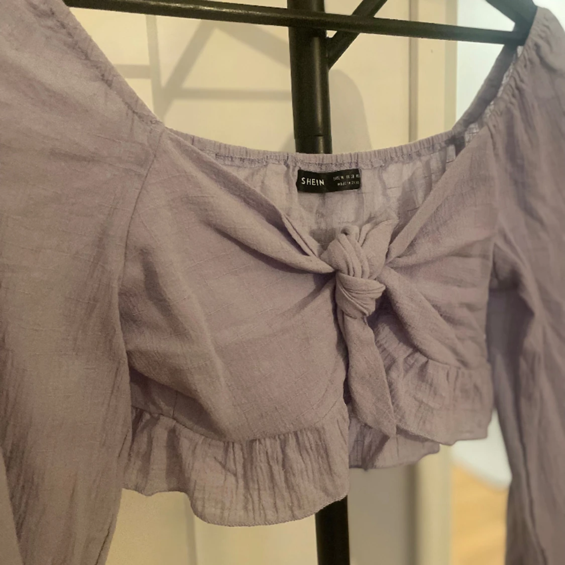 Blå topp knytband knytning långärmad - 90