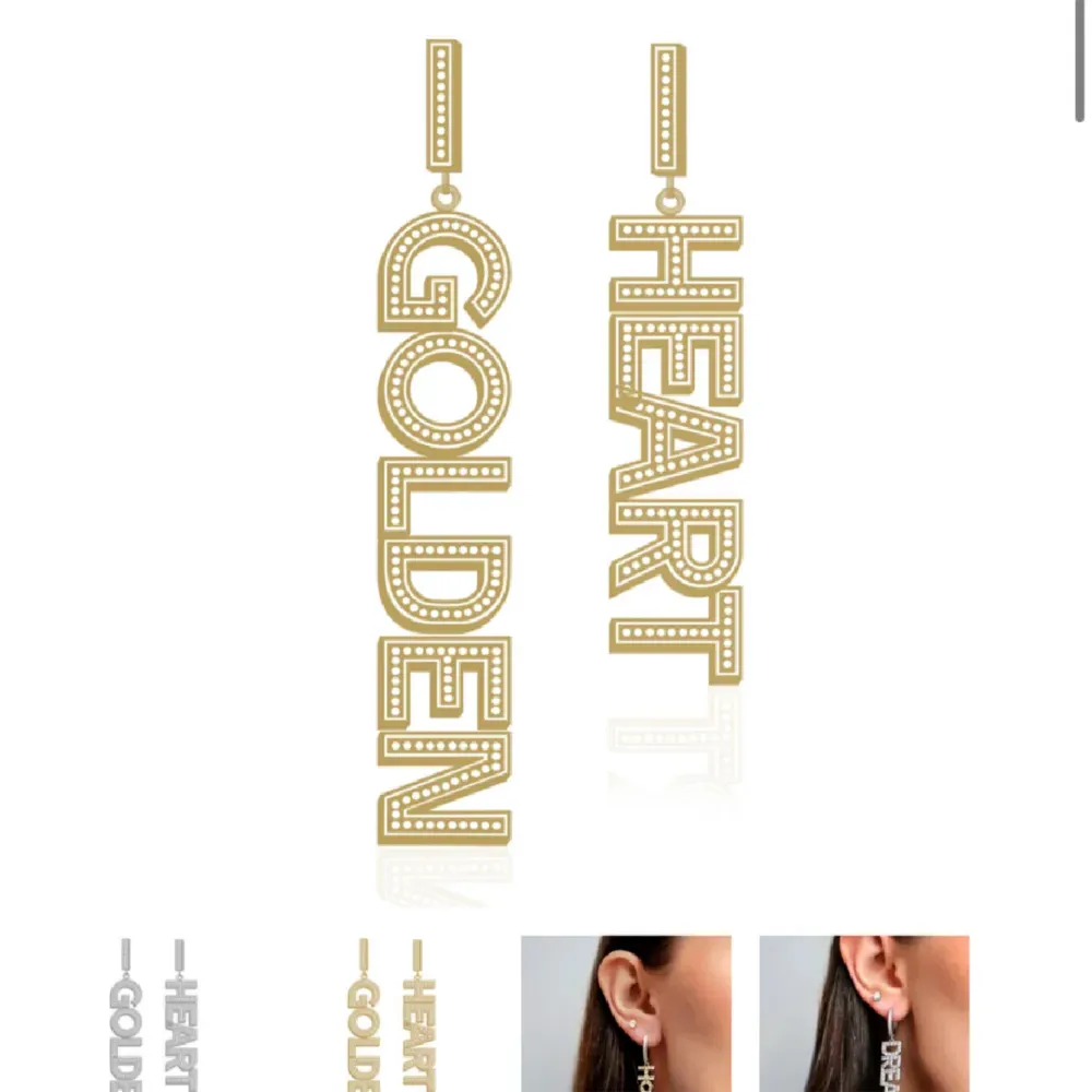 Säljer min super fina örhängen golden&heart!! De är slutsålda på hemsidan, pris kan diskuteras! NY SKICK!!! Aldrig använda, köpt för 599. Accessoarer.