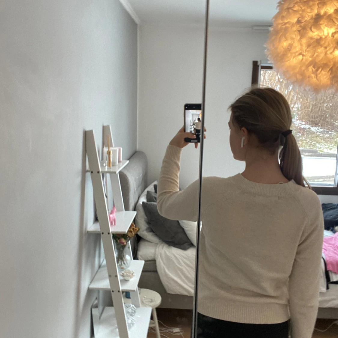 Beige stickad tröja - 91