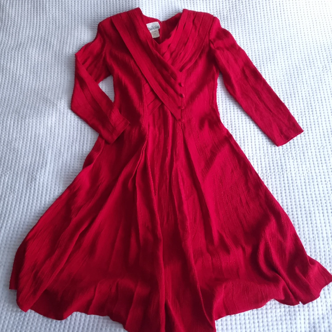 Vintage Red button up long sleeve dress