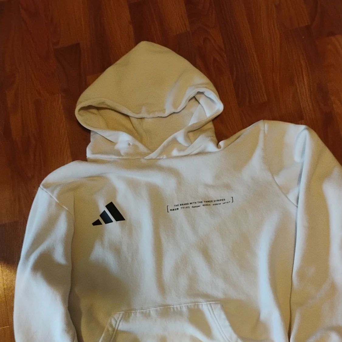 Vit Adidas hoodie storlek large