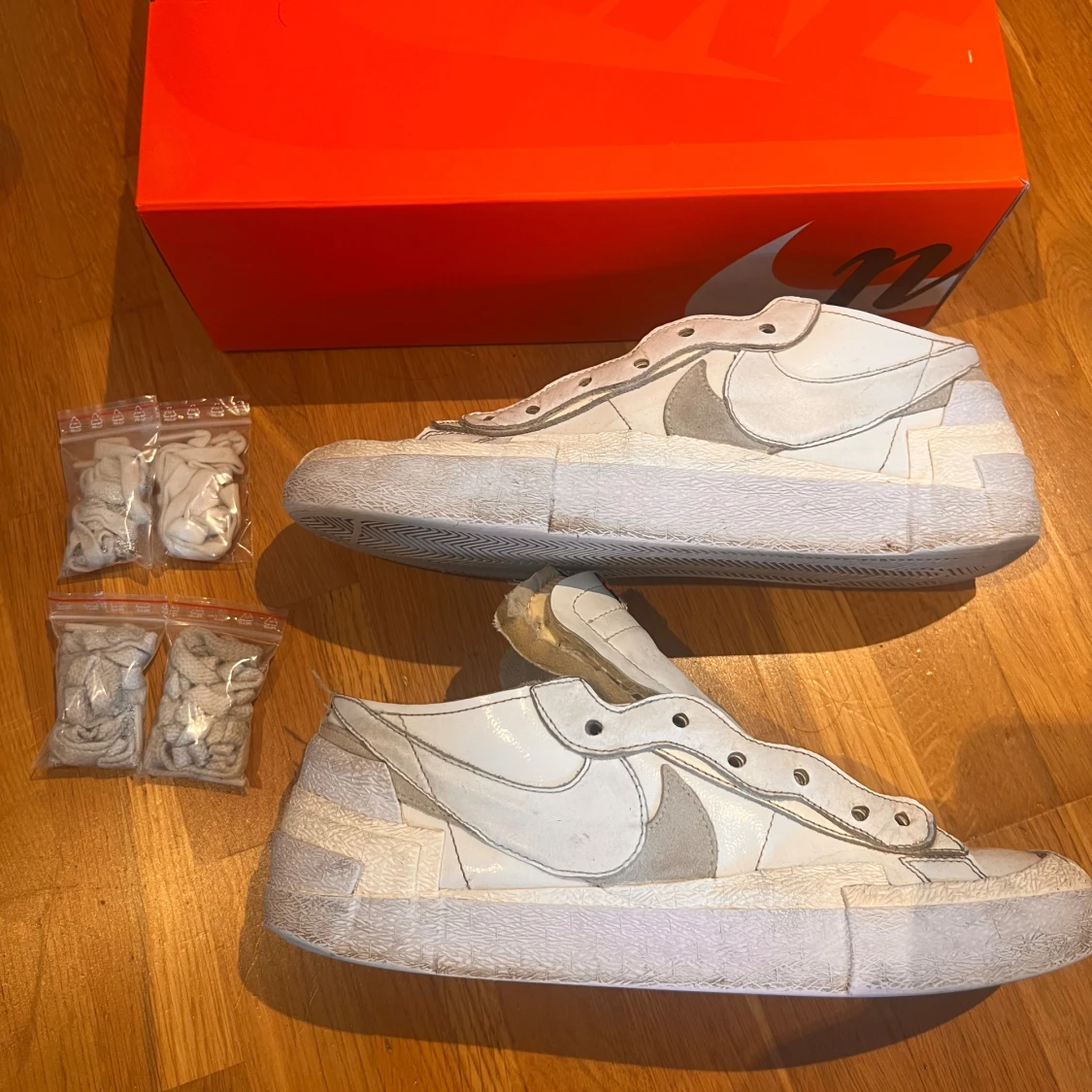 Nike Sacai blazer low all white with og box and laces