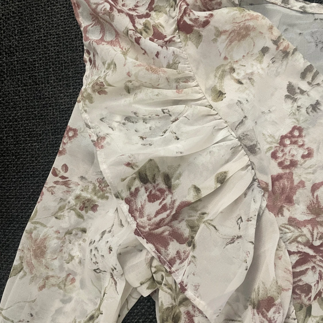 Vit Blommig Genomskinlig bluse🪷🐚 - 90