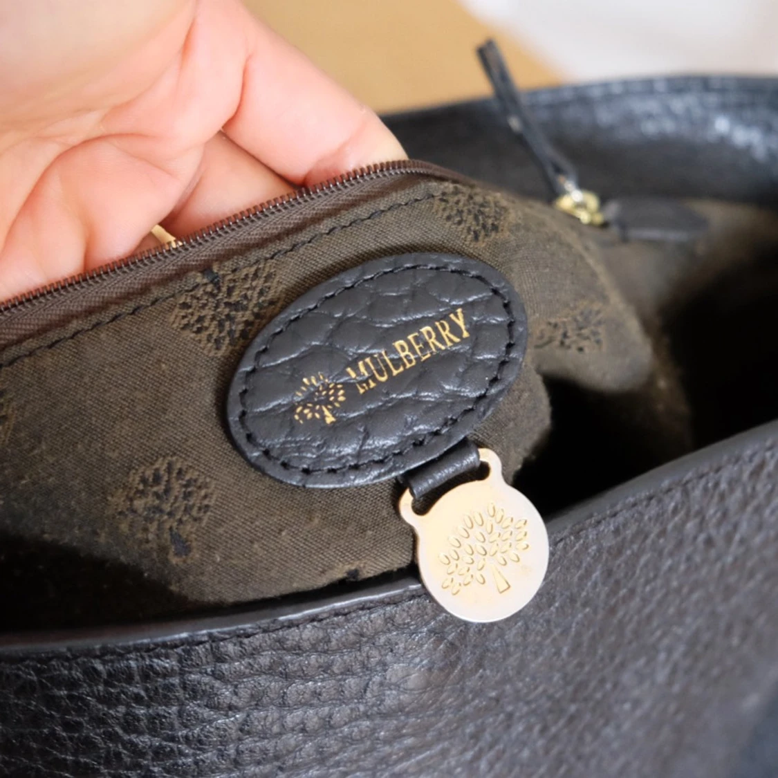 Mulberry Polly Push Lock satchel läder, stl: 34x24x11cm  - 93