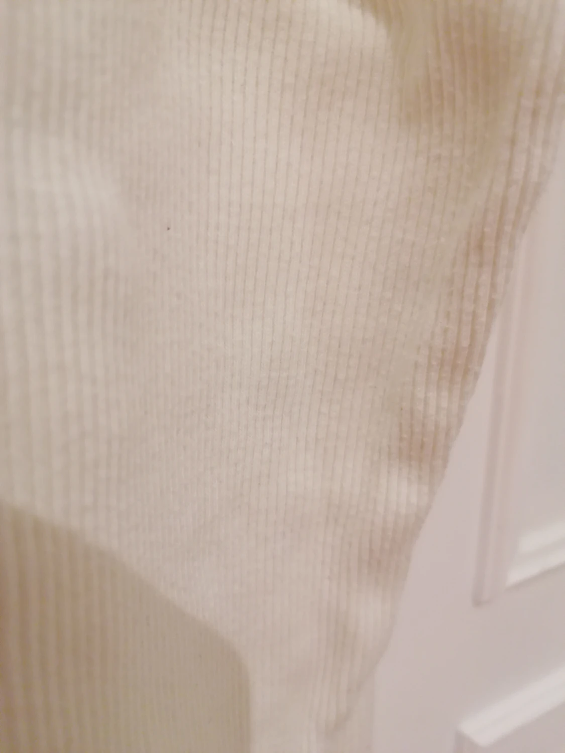 Vit ribbad kortärmad tröja  - 2