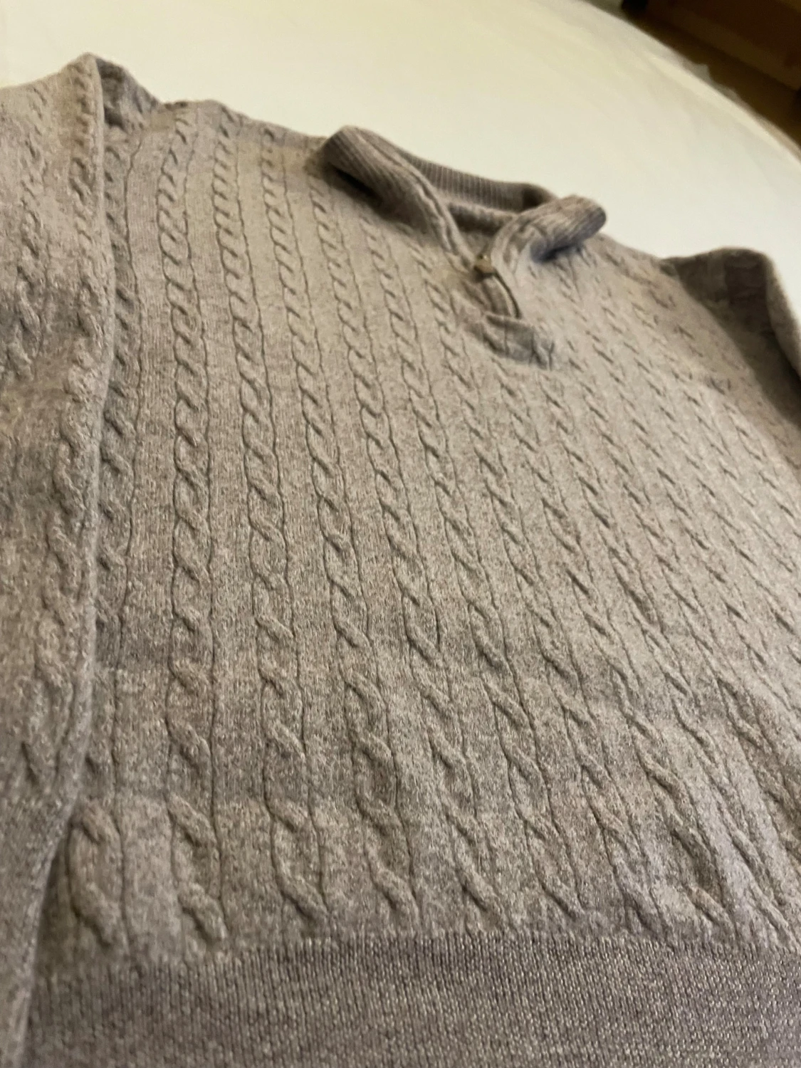Beige kabelstickad half zip från Stenströms - 4