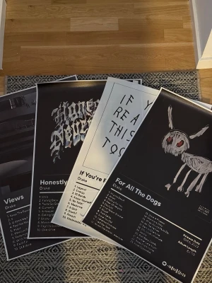 Drake 4-pack posters - Artisten Drake album affischer i storlek 40x60cm, texten har försvunnit lite vid printing men är annars i fint skick. 