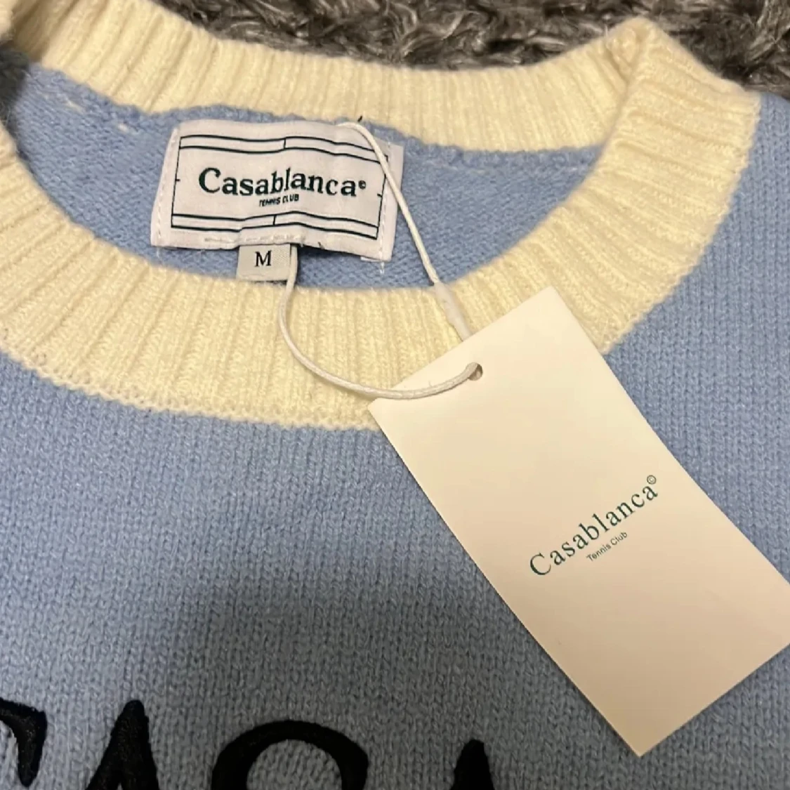 Ljusblå stickad tröja Casablanca M - 2