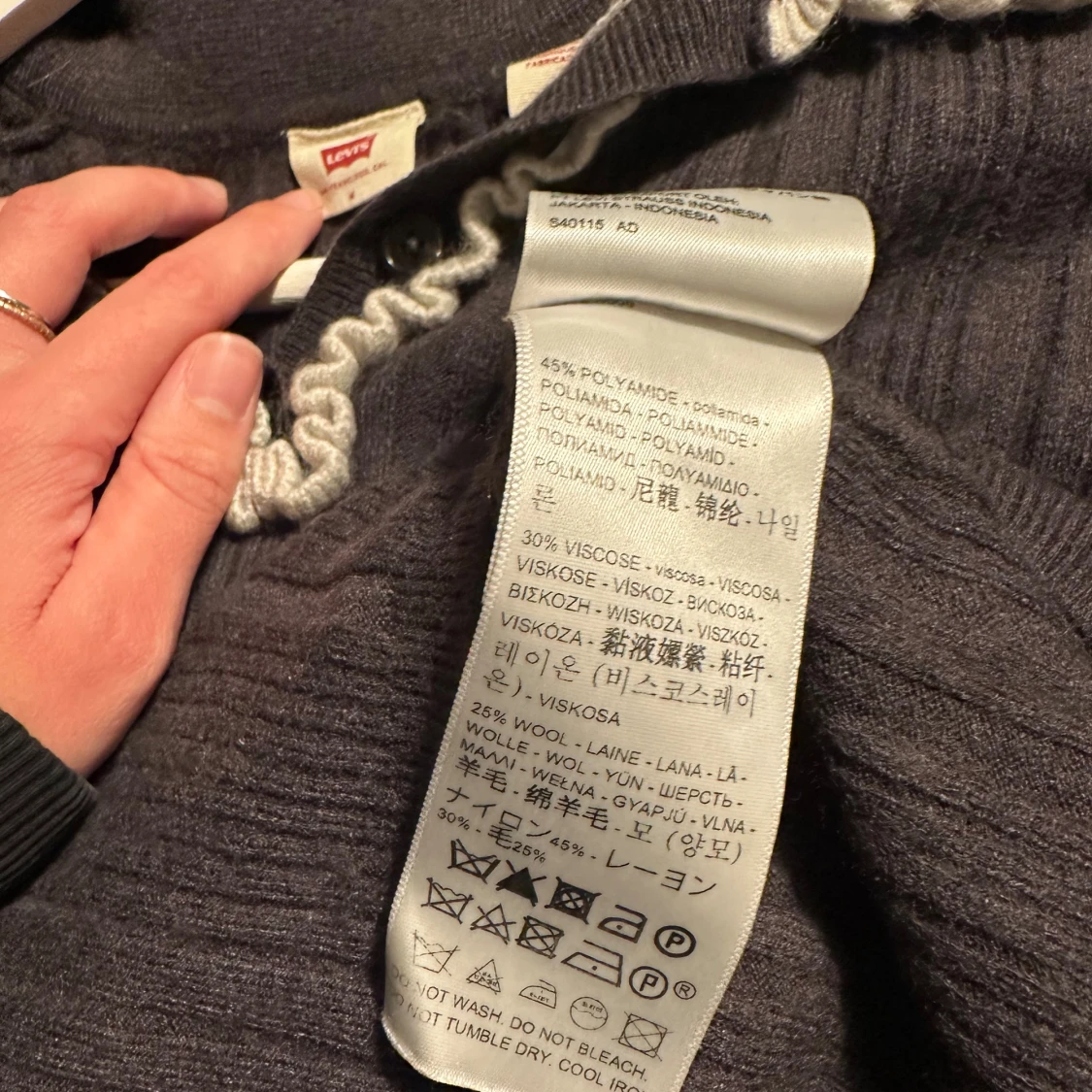 Svart ribbad Levi's pikétröja med krage - 3