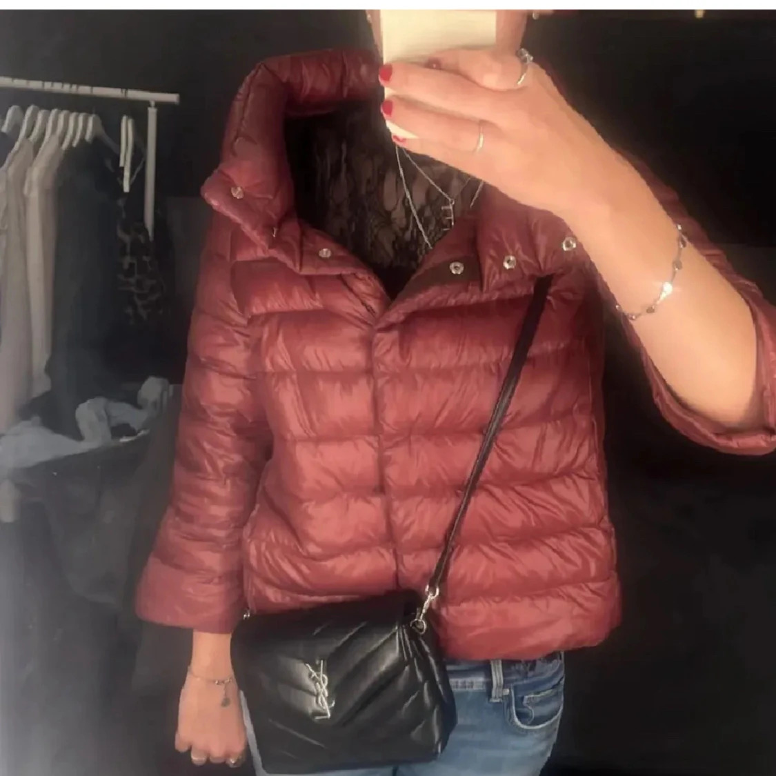 Vinröd Herno jacka med hög krage - 1