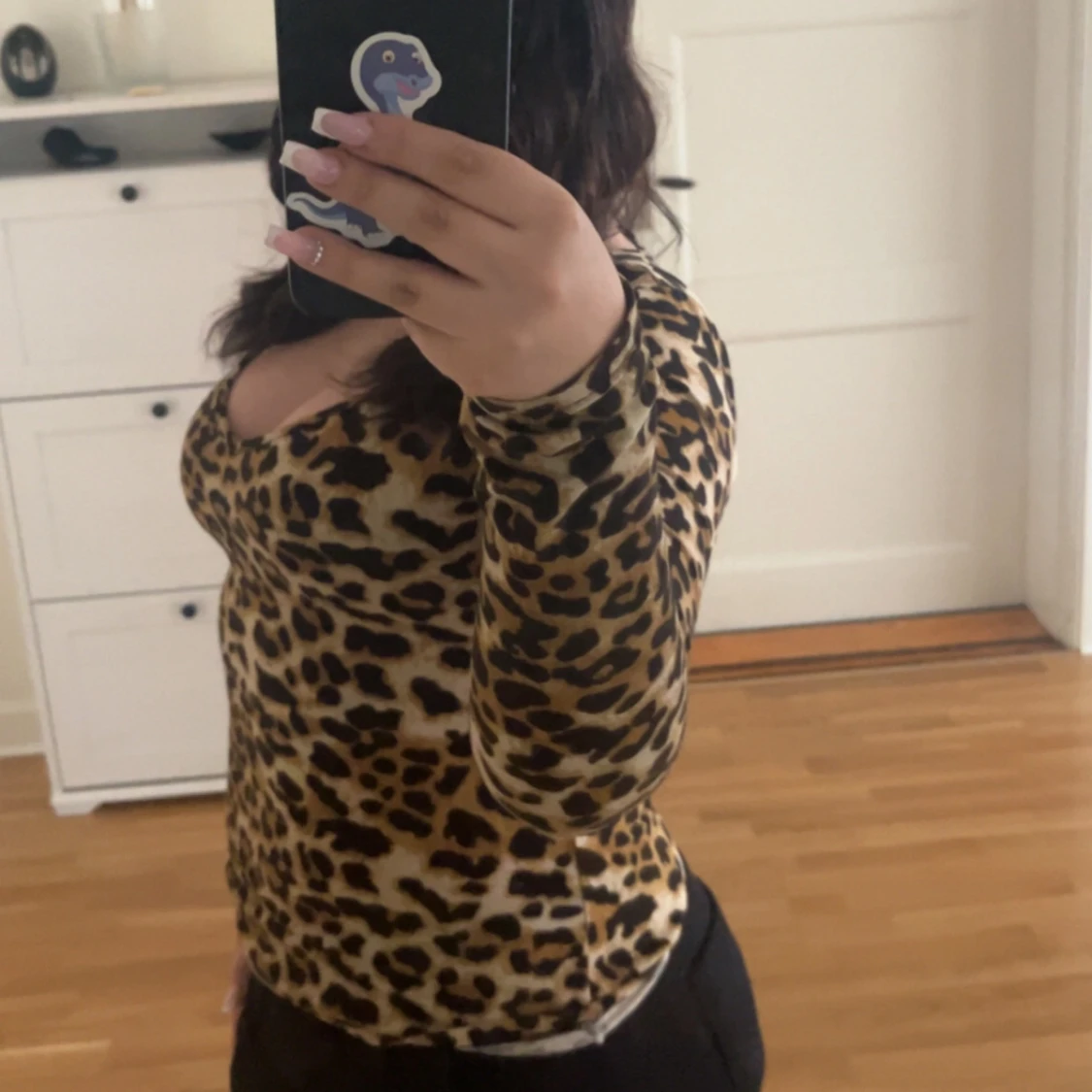 Leopardmönstrad långärmad topp - 2