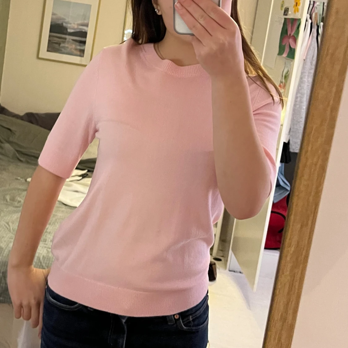 Rosa stickad T-shirt från Lager 157