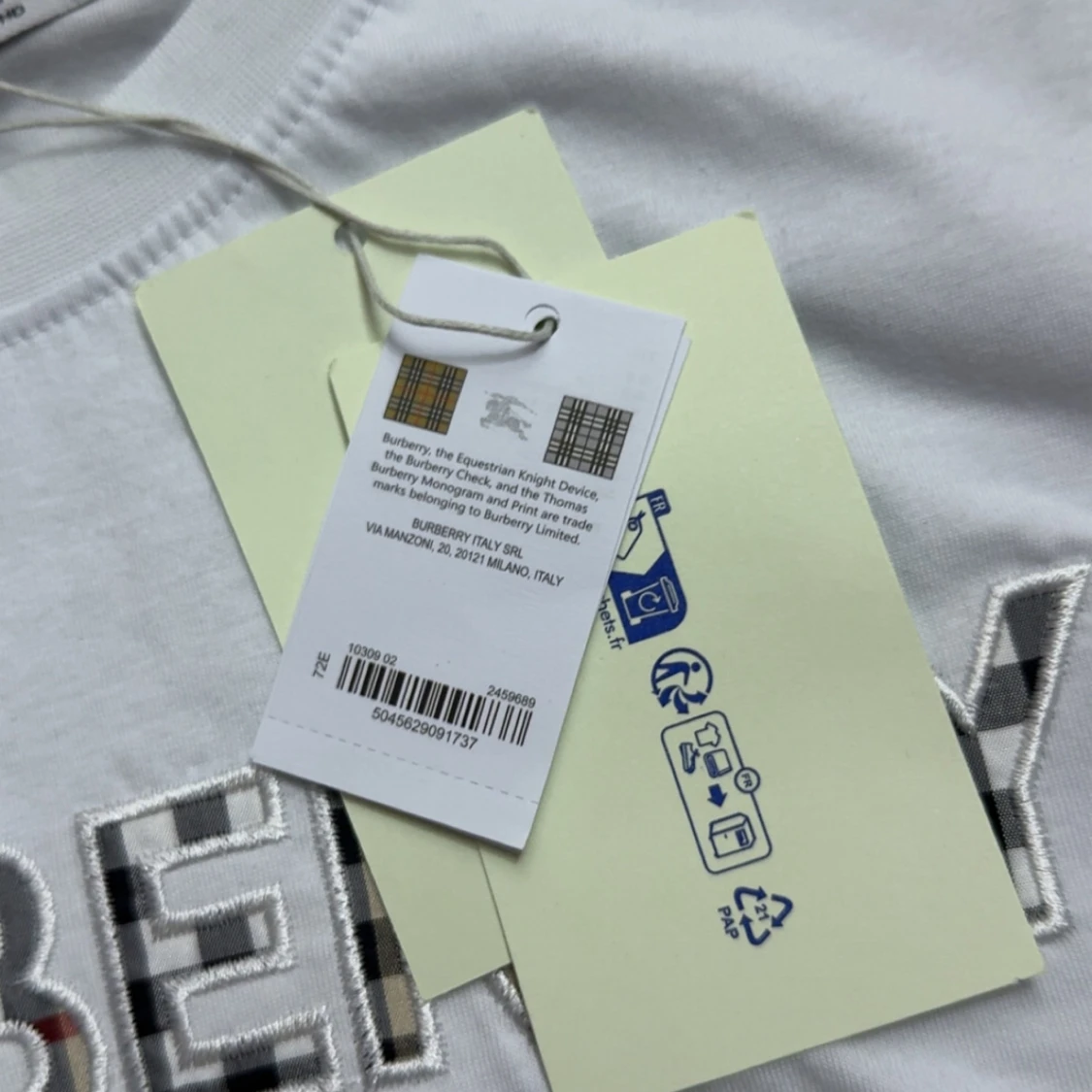 Vit Burberry t-shirt med broderad logga - 2